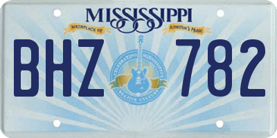 MS license plate BHZ782