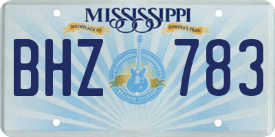 MS license plate BHZ783