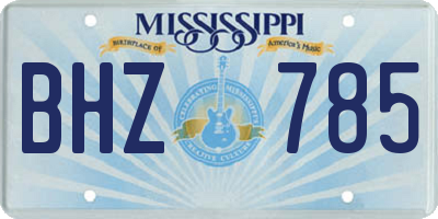 MS license plate BHZ785