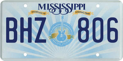 MS license plate BHZ806