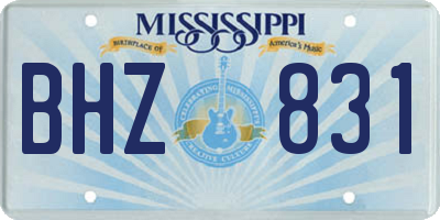MS license plate BHZ831