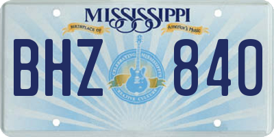 MS license plate BHZ840