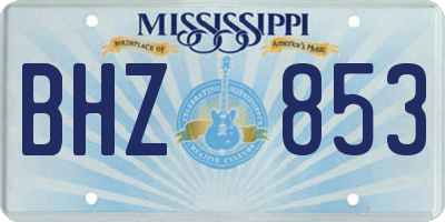 MS license plate BHZ853