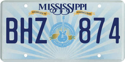 MS license plate BHZ874
