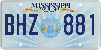 MS license plate BHZ881