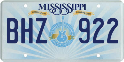 MS license plate BHZ922