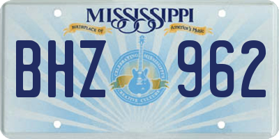 MS license plate BHZ962