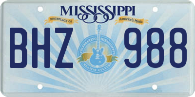 MS license plate BHZ988