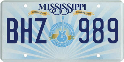 MS license plate BHZ989