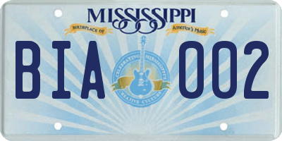 MS license plate BIA002