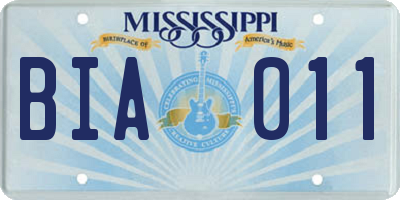 MS license plate BIA011