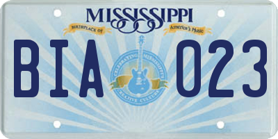 MS license plate BIA023