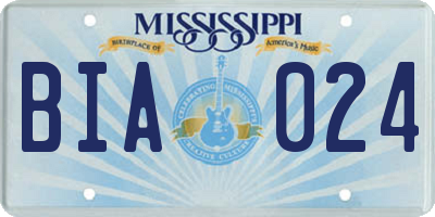 MS license plate BIA024