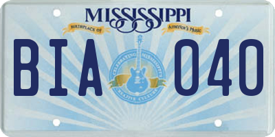 MS license plate BIA040