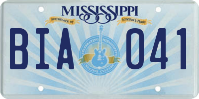 MS license plate BIA041