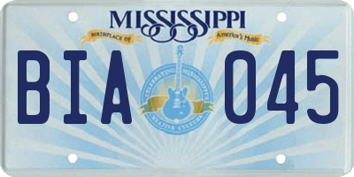 MS license plate BIA045