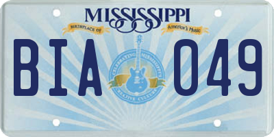 MS license plate BIA049