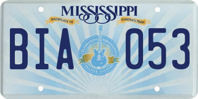 MS license plate BIA053