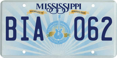 MS license plate BIA062