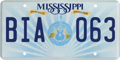 MS license plate BIA063