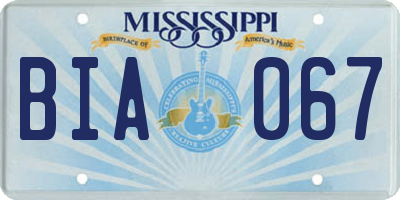 MS license plate BIA067