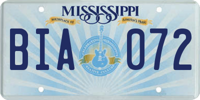 MS license plate BIA072