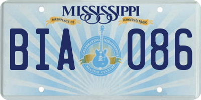 MS license plate BIA086