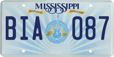 MS license plate BIA087