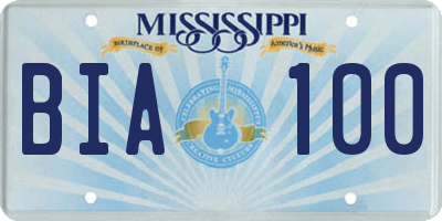 MS license plate BIA100