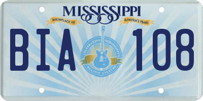 MS license plate BIA108
