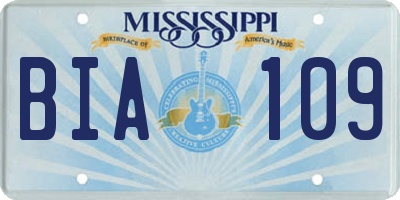 MS license plate BIA109