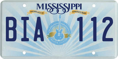 MS license plate BIA112