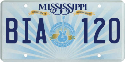 MS license plate BIA120