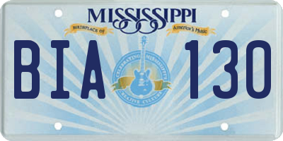 MS license plate BIA130