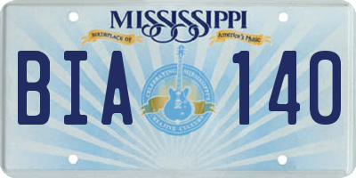MS license plate BIA140