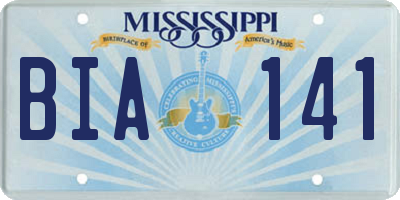 MS license plate BIA141