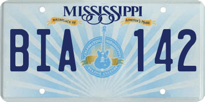 MS license plate BIA142