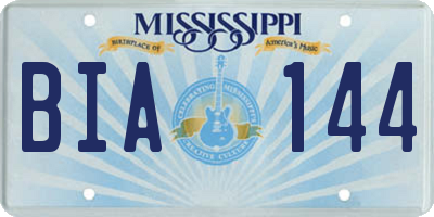 MS license plate BIA144