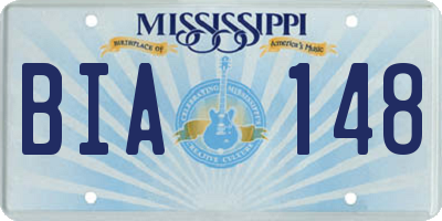 MS license plate BIA148