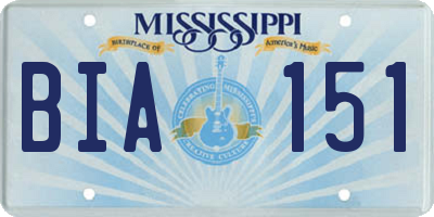MS license plate BIA151