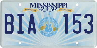 MS license plate BIA153