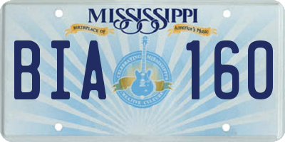 MS license plate BIA160