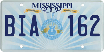 MS license plate BIA162