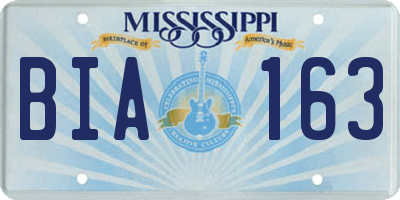 MS license plate BIA163