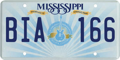 MS license plate BIA166