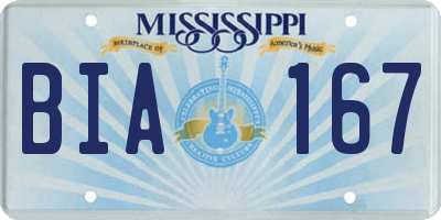 MS license plate BIA167