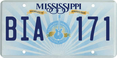 MS license plate BIA171