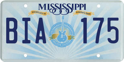 MS license plate BIA175