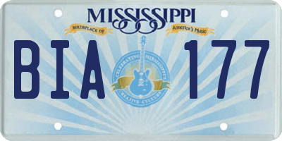MS license plate BIA177