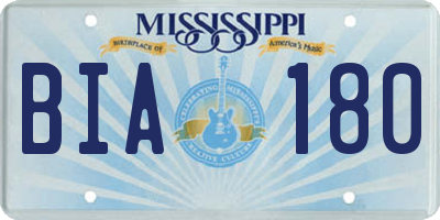 MS license plate BIA180